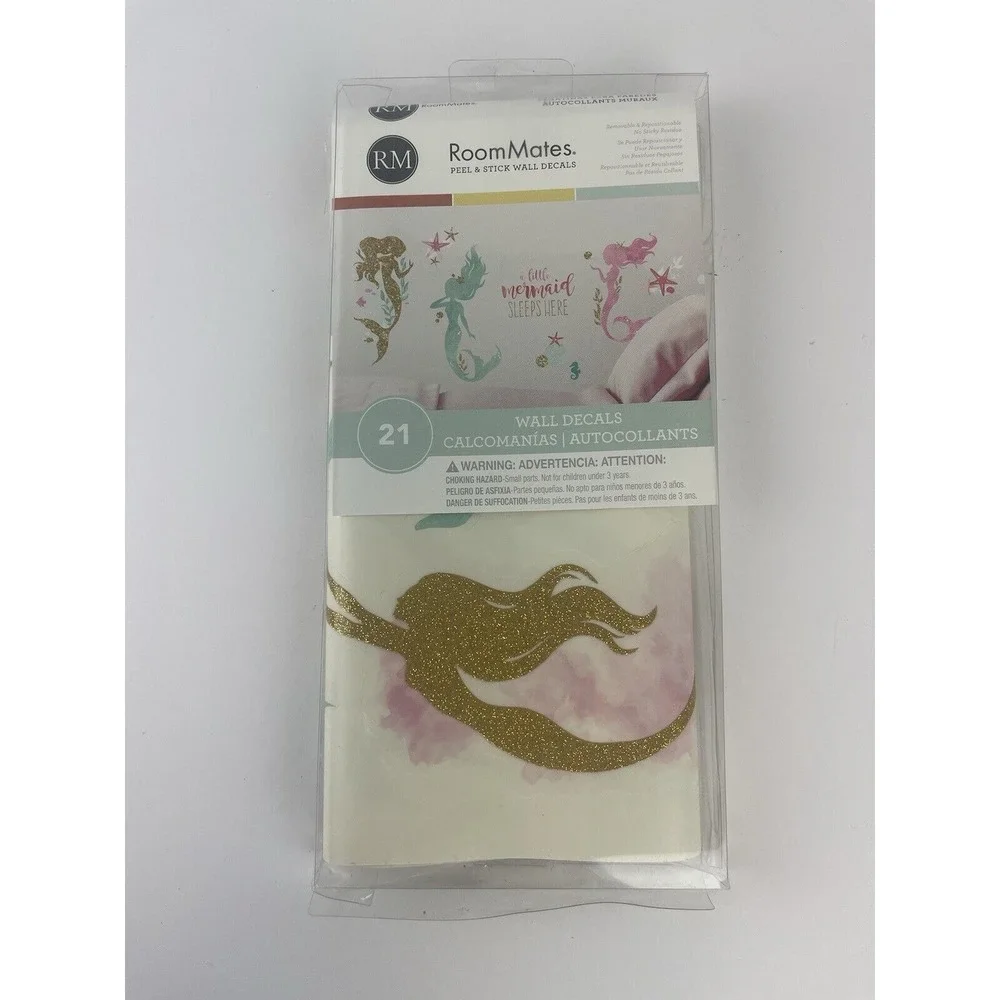 21 Wall Decals NEW RoomMates Peel-n-stick Removable ~ Little Mermaid Sleeps Here
